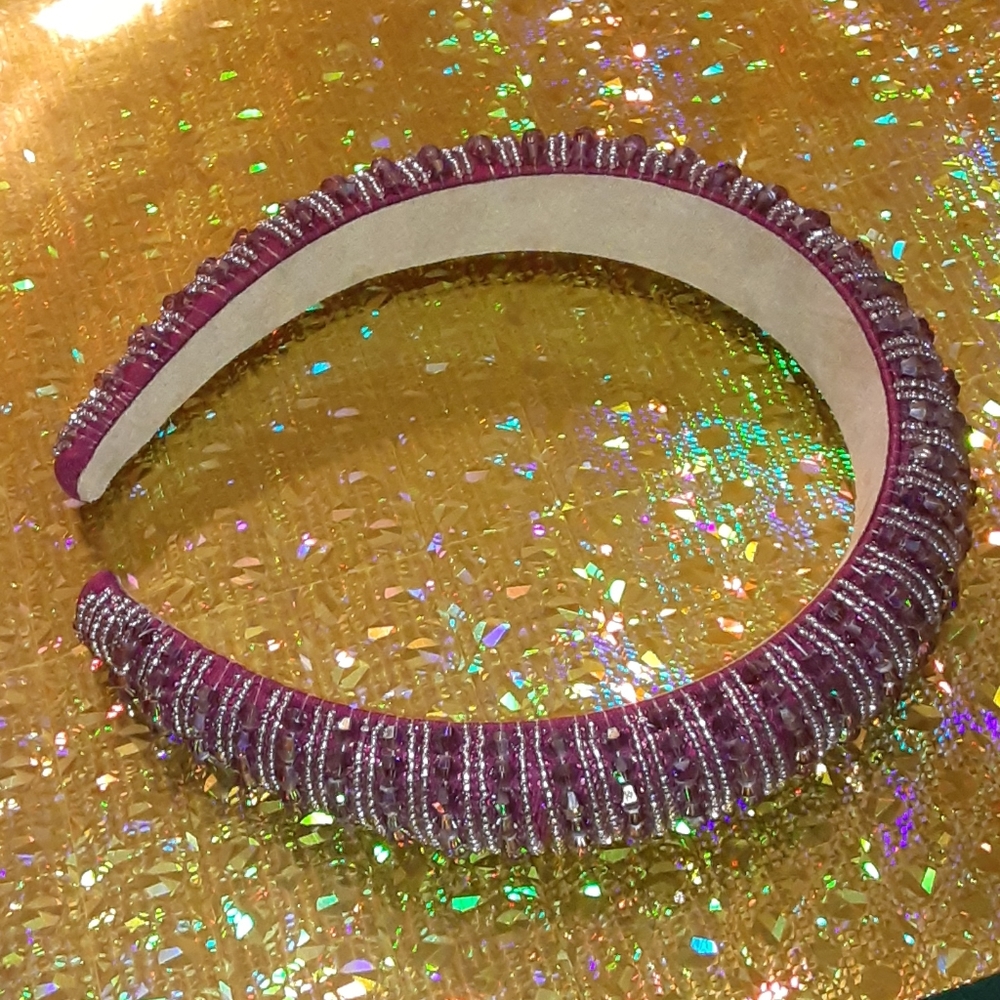 Purple beaded headband